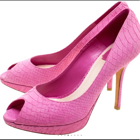 Dior Shoes - DIOR Pink Python Embossed Leather Heels